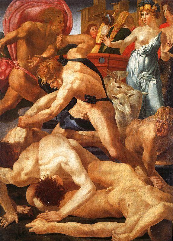 Rosso Fiorentino Moses Defending the Daughters of Jethro Norge oil painting art